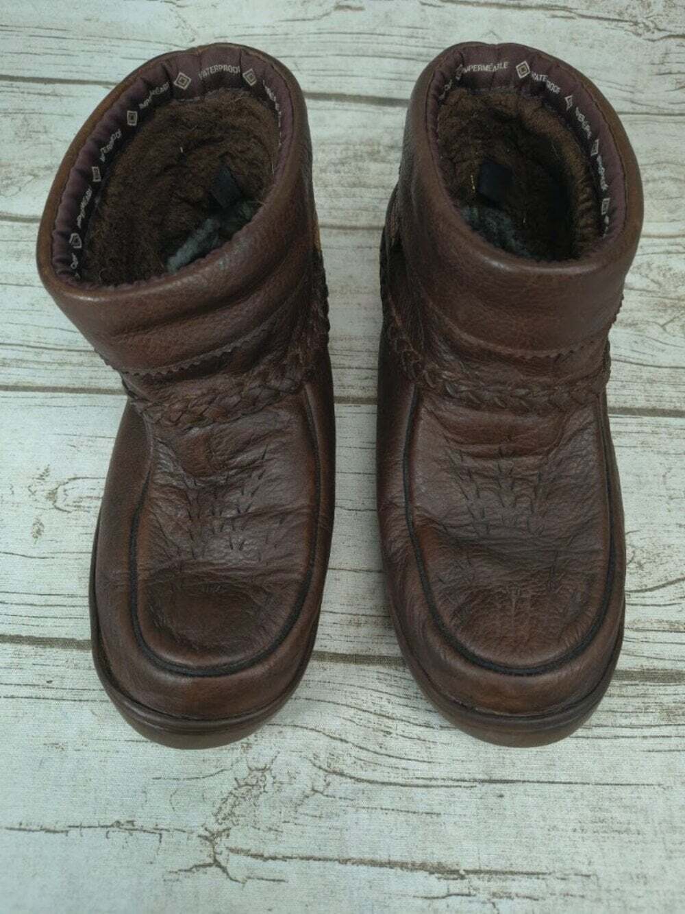 Manitobah Mukluks Brown Waterproof Leather Ankle Boots Women’s 8 Men’s 6 - Picture 2 of 8